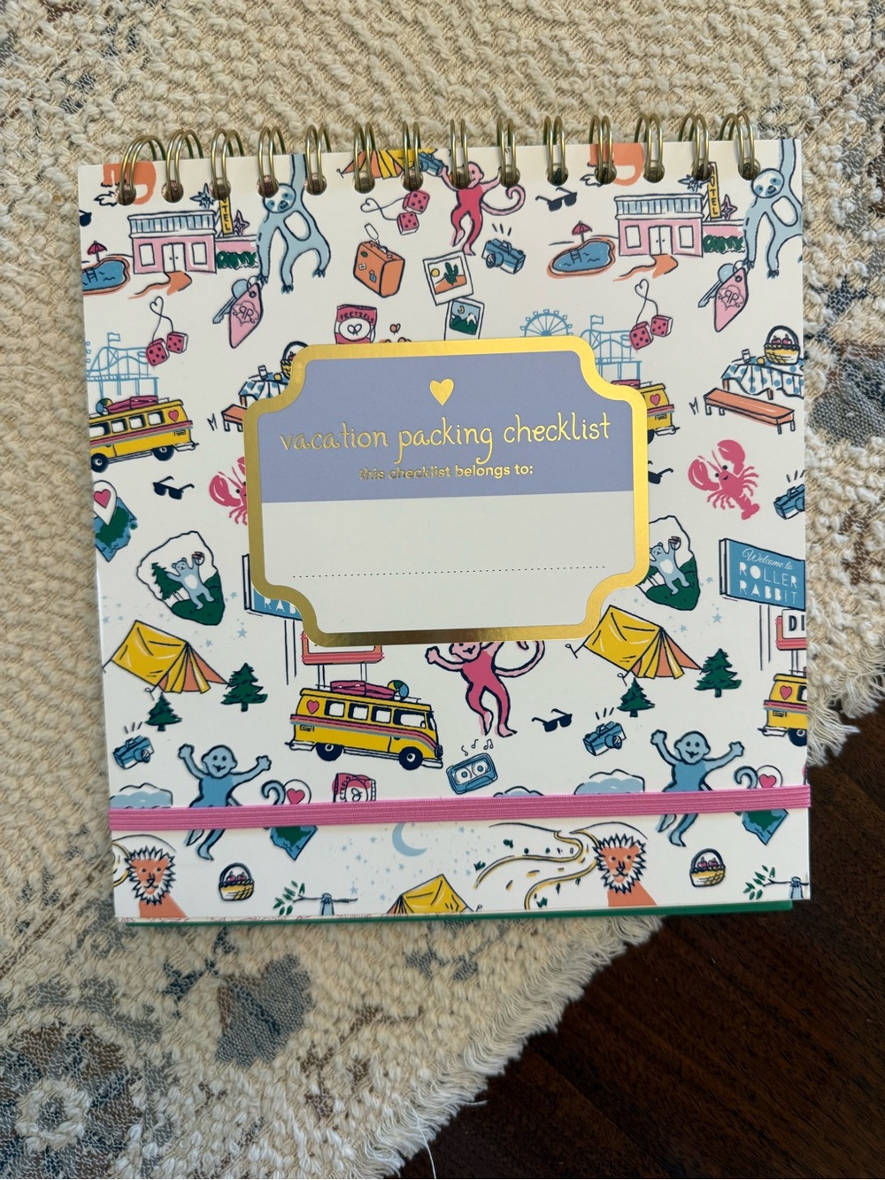 Roller Rabbit Vacation Packing Checklist Spiral Notebook-never used!